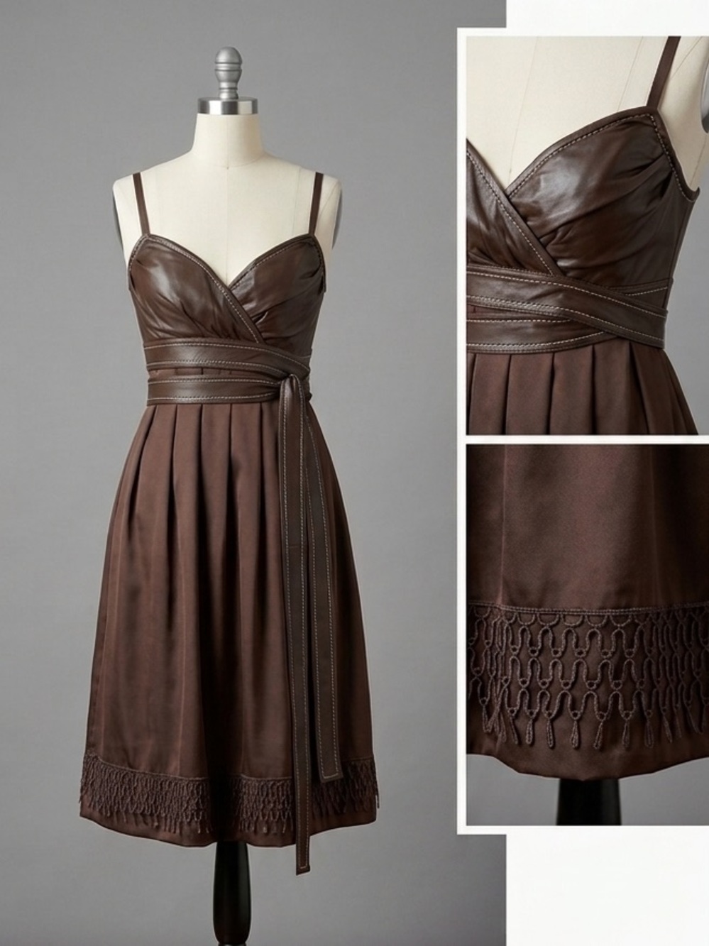 Danier leather and silk midi dresss- size 4